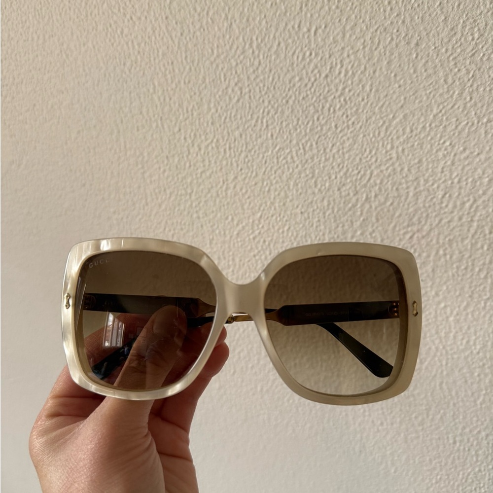 Gucci Oversized Square Pearl Frame Sunglasses